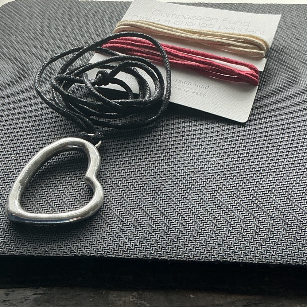 J. Jill Silver Heart Pendant Necklace with Black Cord